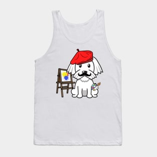 Cute white dog is painting Tank Top